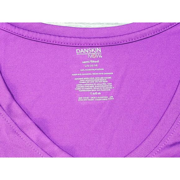 Danskin Now Semi Fitted Purple Short Sleeve V-Neck Active Top Women's Large - Picture 4 of 5